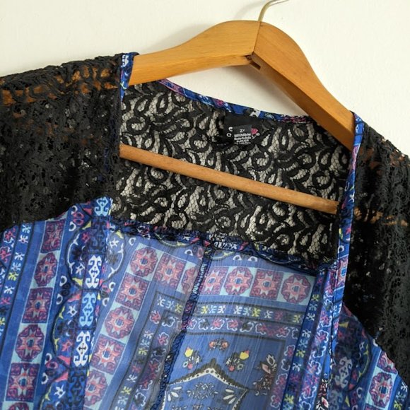 Eye Candy Blue and Black Lace Cover Up Size 2X - Picture 4 of 8
